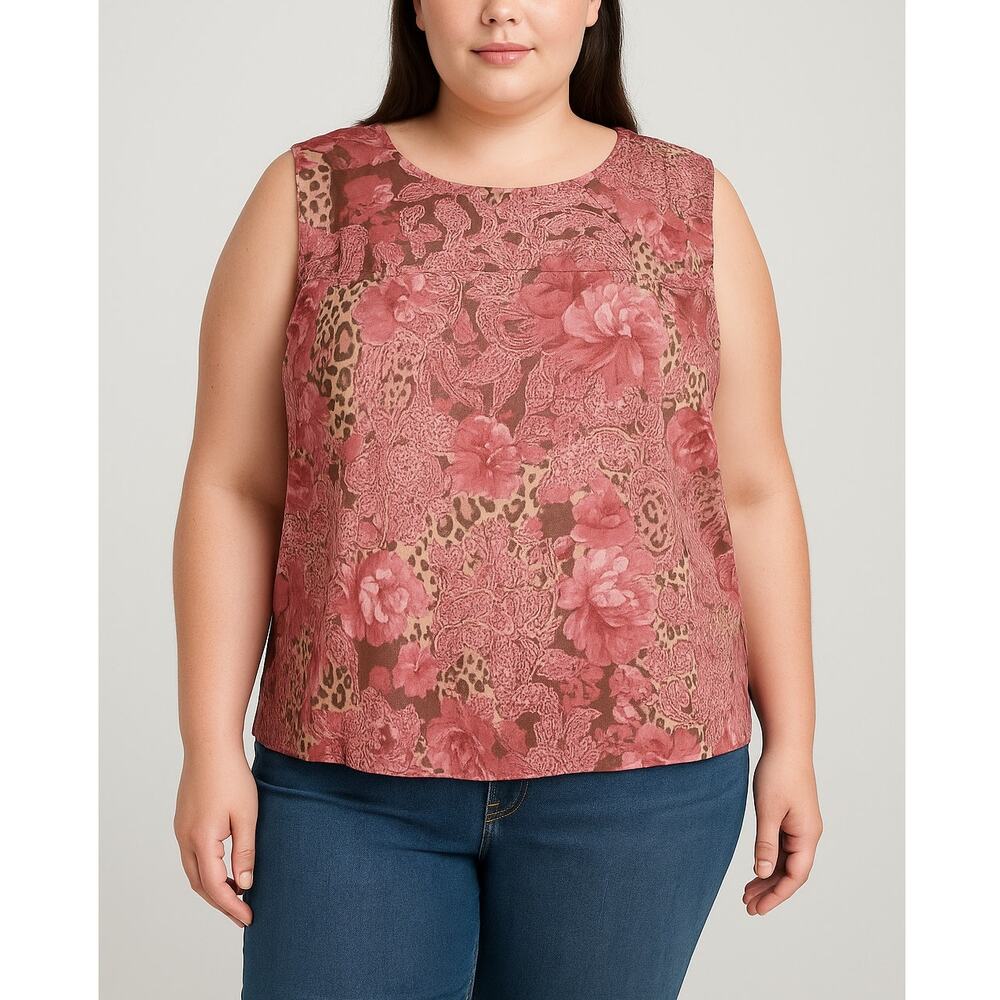 BFA Classics Vintage Pink Floral Tank Top Women's Size 18P